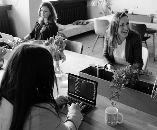 3 girls working in office